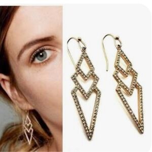 Stella & Dot Gold Geometric Dangle Earrings and Bracelet